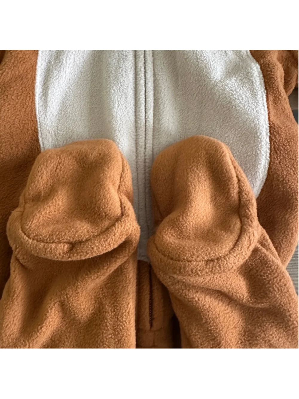 Old Navy Bear Footie 3 6M Brown Fleece Baby Bunting Hooded